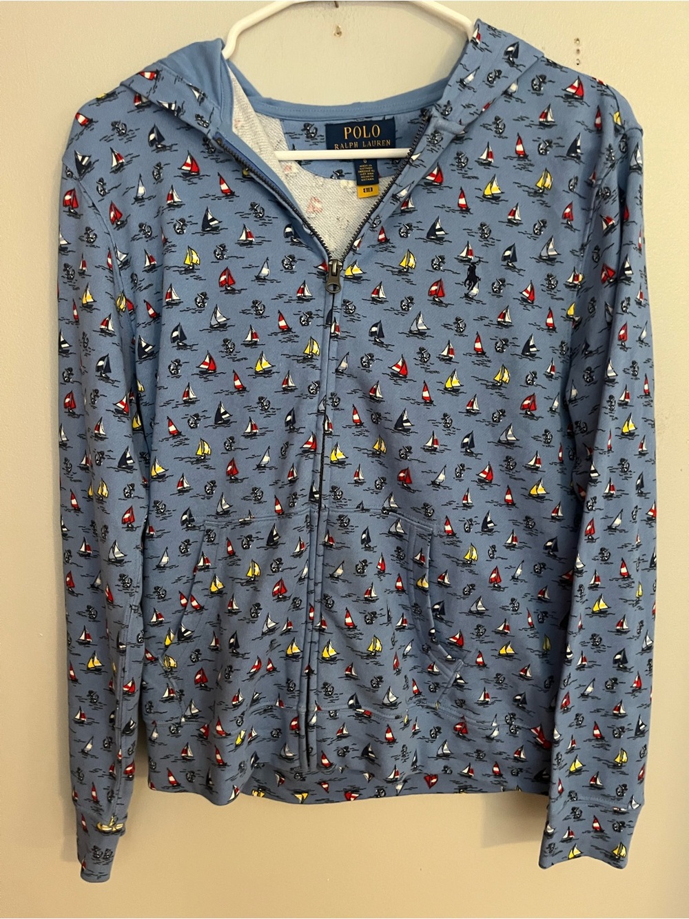 Polo by Ralph Lauren Light‎ Blue Sailboat Zip Sweatshirt